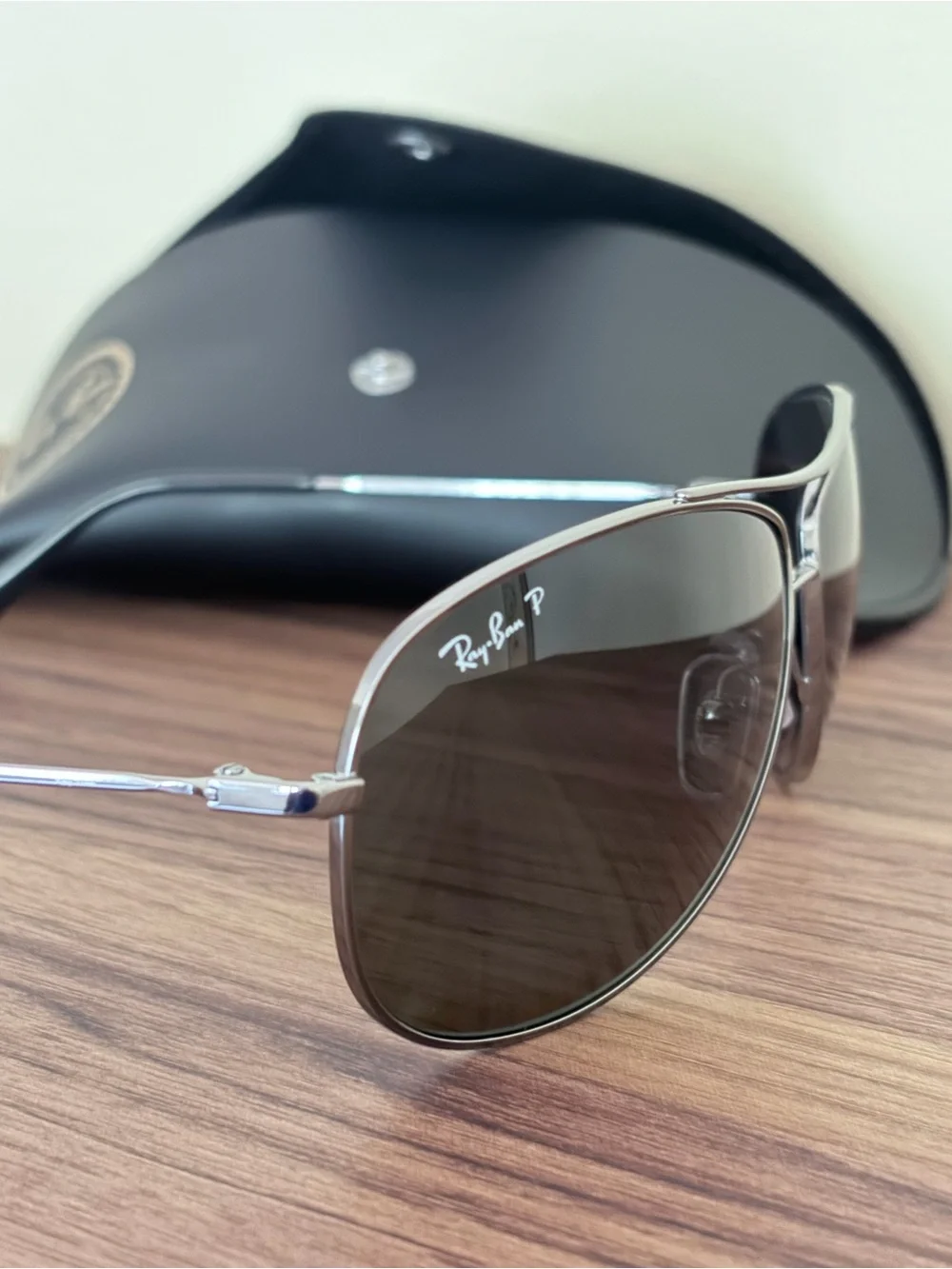 Ray-Ban Silver Frame Sunglasses with Dark Gray Lenses